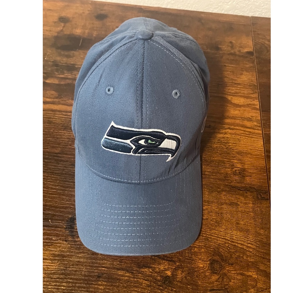 Reebok NFL Football Seattle Seahawks Hat Cap Fitted S/M Blue Embroidered Logo